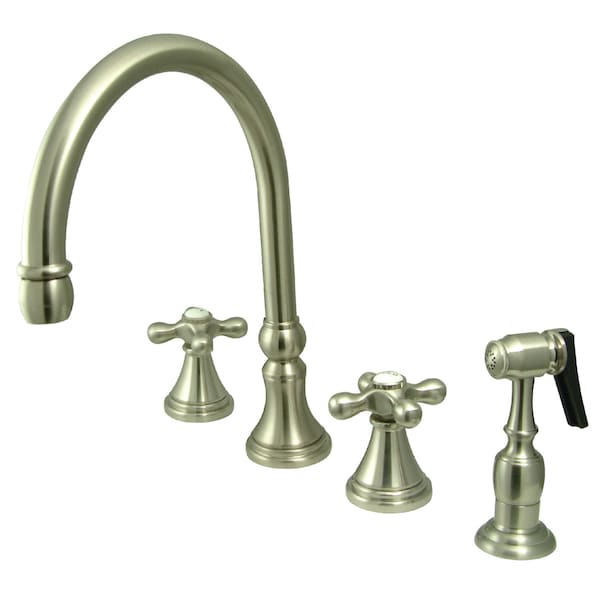 Kingston Brass Widespread Kitchen Faucet, Brushed Nickel KS2798AXBS - main
